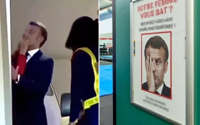 Macron’un eşinden tokat yemesi ve asılan afiş olayı skandal oldu!