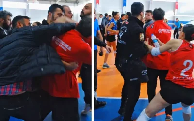 Kadın voleybol maçında yumruklu saldırı olayı umursamadı!